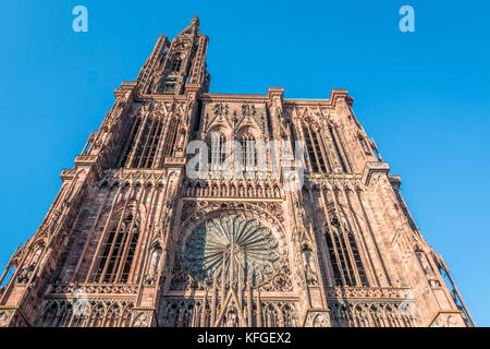 La facace de la cathédrale de Strasbourg en France Banque D'Images