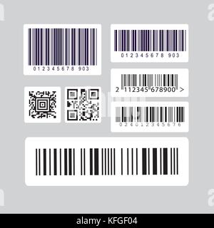 Jeu d'étiquettes à code-barres autocollant Illustration de Vecteur