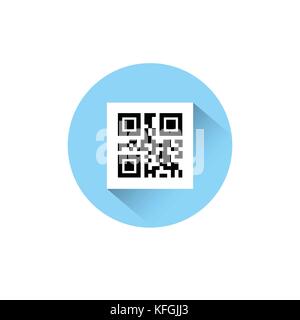 Exemples de codes QR pour smartphone sur l'icône balayage fond bleu ronde Illustration de Vecteur