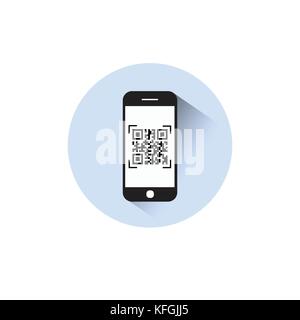 Smart phone code qr code barre l'icône de balayage scan avec téléphone Illustration de Vecteur