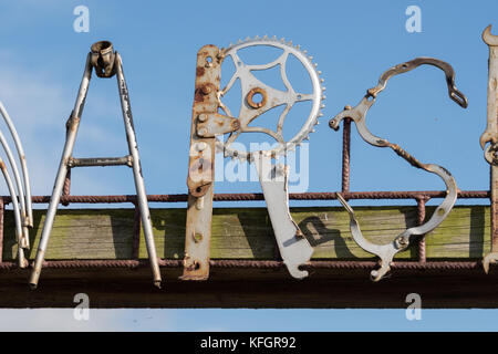 Metal sign à la rspb rainham marshes nature reserve Banque D'Images