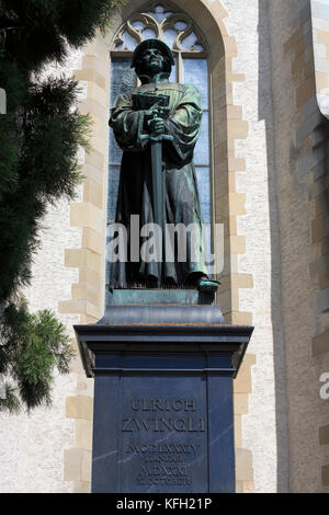 Statue de Ulrich Zwingli, Zurich, Suisse Banque D'Images