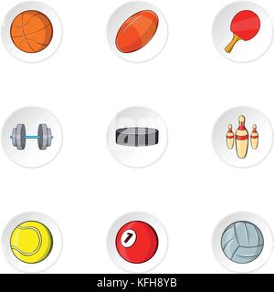 Appareils de sport icons set, cartoon style Illustration de Vecteur