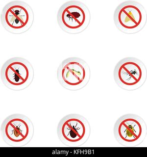 Des signes d'insectes icons set, style plat Illustration de Vecteur