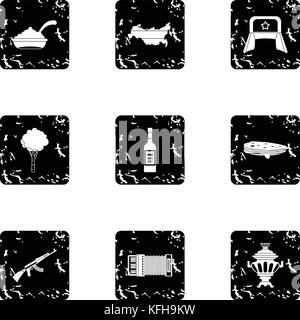 Tourisme en Russie icons set, grunge style Illustration de Vecteur