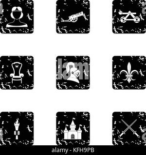 Armure militaire icons set, grunge style Illustration de Vecteur