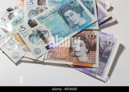 New British £5 et £10 notes Banque D'Images