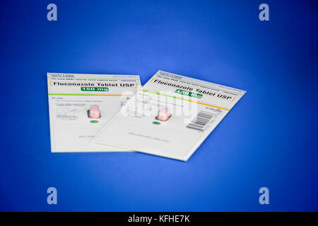 Photo d'anti-fongique médicament de prescription de Fluconazole comprimé USP pour Candida comprenant la muguet, la levure et les infections bronchiques candida.USA Banque D'Images