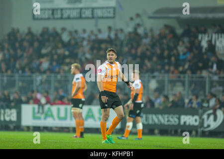 Parme, Italie. 28 octobre 2017. Demi de mêlée des guépards Tian Meyer en la son premier match en Italie contre zèbre, Guinness PRO14 rugby championship. Massimiliano Carnabuci/Alamy Live News Banque D'Images