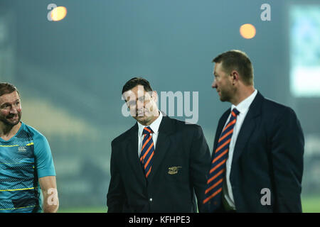 Parme, Italie. 28 octobre 2017. L'entraîneur-chef des guépards Rory Duncan lors du match contre le Zèbre en PRO14 rugby Guinness championship. Massimiliano Carnabuci/Alamy Live News Banque D'Images