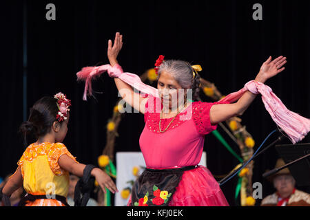 Seattle, États-Unis. 29 octobre 2017. Seattle, Washington : Alma Huasteca se produit lors du festival Día de Muertos au Seattle Center Armory. La célébration est en mémoire pour les amis et les membres de la famille qui sont morts et pour aider à soutenir leur voyage spirituel. Crédit : Paul Christian Gordon/Alay Live News Banque D'Images