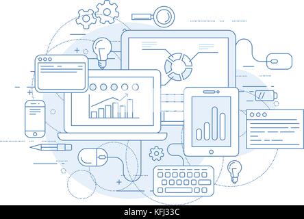 Analyse de sites web et outils de marketing en ligne - données statisics Illustration de Vecteur