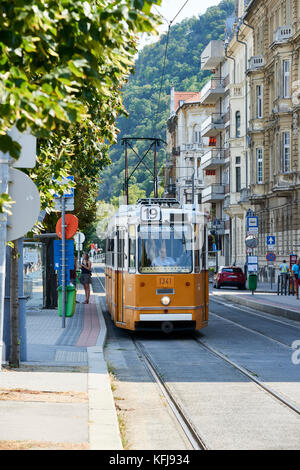 Vieille rue de Budapest (tramway transport ferroviaire léger) Banque D'Images