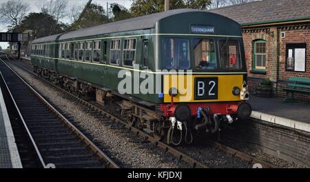 Class 101 diesel train loco, ligne de pavot à sheringham. Banque D'Images