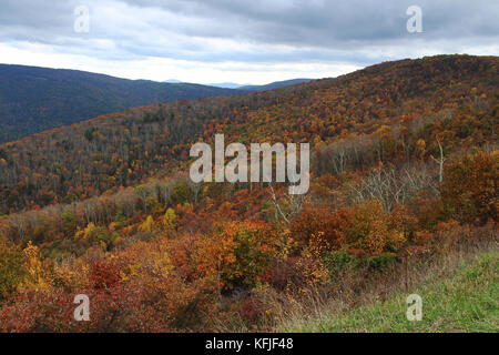 Une montagne paysage d'automne avec des arbres. une vue de la Skyline Drive dans le parc national Shenandoah, en Virginie. Banque D'Images