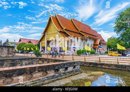 Chiang Mai, Thaïlande - 26 juillet : c'est l'architecture du célèbre temple Wat Chedi Luang qui est un monument populaire dans le centre historique de ju Banque D'Images