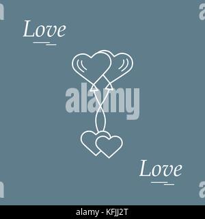 Cute vector illustration de l'amour des symboles : coeur ballons d'icône et de deux cœurs. collection romantique. design pour la bannière, flyer, affiche ou imprimer. Illustration de Vecteur