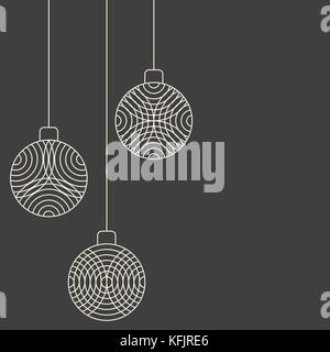 Trois décorations de noël jouets balle accroché sur fond beige Illustration de Vecteur