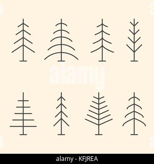 Ensemble d'arbres de Noël minimaliste abstrait Illustration de Vecteur
