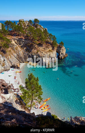 Ile Vierge / Pointe de Saint Hernot près de Morgat on La péninsule de Crozon Finistère Bretagne France - Côte d'été de Crozon Banque D'Images