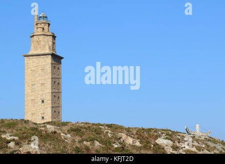 Tour d'hercule, un ancien phare romain et l'UNESCO World Heritage Centre à la Coruna, Espagne Banque D'Images