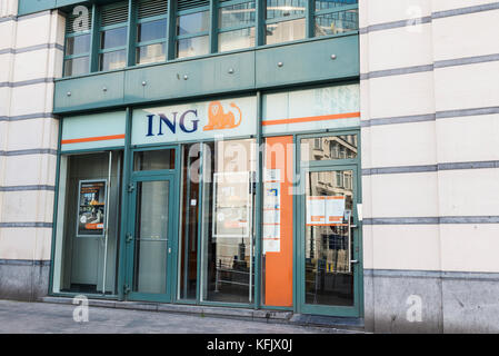 Bruxelles, Belgique - 27 août 2017 : Branche de la banque ING, dans le centre de Bruxelles, Belgique Banque D'Images