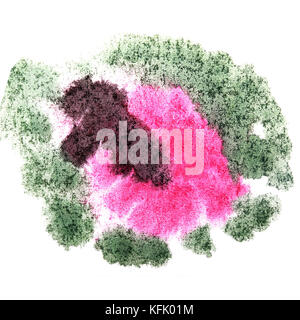 Peinture splash vert, rose, marron et blanc tache d'encre L'art abstrait Banque D'Images
