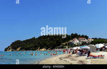 La plage de Siviri, Chalkidiki, Grèce. Banque D'Images