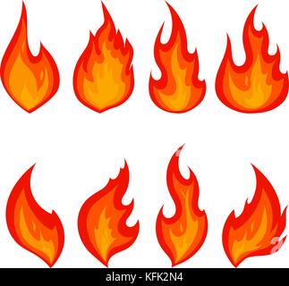 Ensemble de feu rouge d'icônes. Télévision. vector illustration collection de rouge avec des flammes orange isolated on white Illustration de Vecteur