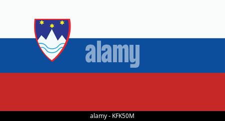 L'icône du drapeau de la Slovénie d'illustration vectorielle isolé sur fond blanc. bouton drapeau Slovénie Illustration de Vecteur