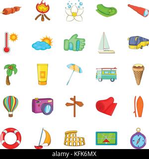 Tous inclus icons set, cartoon style Illustration de Vecteur