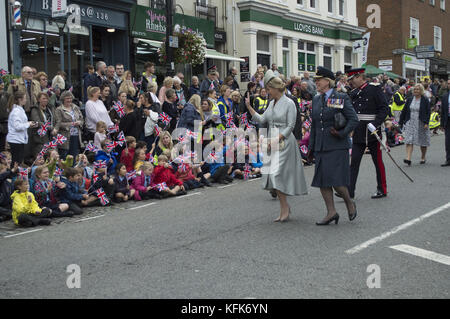 Sophie, comtesse de Wessex, assiste à la parade d'adieu à Dorking Surrey, pour honorer le personnel et les militaires du centre de réadaptation Headley court qui ferme en 2018 et déménage à Birmingham. The Countess a pris le salut devant un haut emballé mettant en vedette : Sophie, Countess of Wessex où : Dorking, United Kingdom When : 29 Sep 2017 Credit : Paul Taylor/WENN.com Banque D'Images