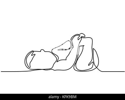 Dessin De Ligne Continue Mignon Bebe Est Allonge Sur Le Fond Blanc Vector Illustration Image Vectorielle Stock Alamy