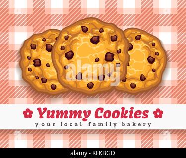 Retro choco chip cookie poster Illustration de Vecteur