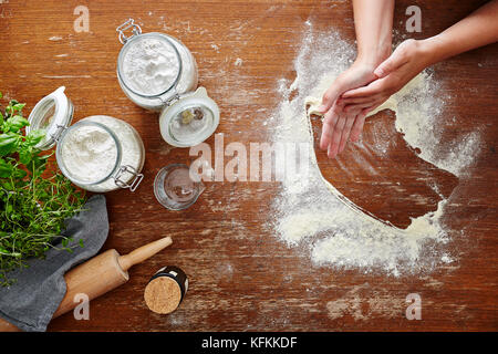 Part de poussière de farine dans la scène Banque D'Images