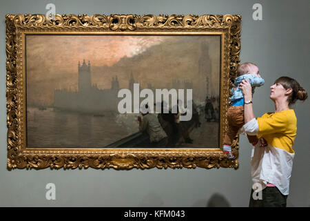 Londres, Royaume-Uni. 30Th Oct, 2017. Par Giouseppe 1878 Westminster de Nittis - l'EY Exposition : impressionnistes à Londres, les artistes français en exil (1870-1904) à la Tate Britain. Il rassemble plus de 100 œuvres d'artistes impressionnistes dans la première grande exposition de tracer l'histoire des artistes français qui ont cherché refuge en Grande-Bretagne pendant la guerre franco-prussienne. L'exposition est présentée du 2 novembre 2017 - 29 avril 2018. London, UK 30 Oct 2017. Crédit : Guy Bell/Alamy Live News Banque D'Images