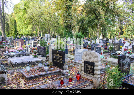 Gdansk, Pologne. 30Th oct, 2017. Une vue générale du cimetière de oliwski Gdansk, Pologne est vu le 30 octobre 2017 que l'avant du 1er novembre, jour de la toussaint (wszystkich swietych), les gens paient pour ce qui concerne les membres de la famille morts, nettoyer leurs tombes de la famille, et beaucoup de fleurs et des bougies sont placées au-dessus de tombes. toussaint le 1er novembre et fête des morts le 2 novembre sont quand des millions de Polonais visiter la tombe d'êtres chers, voyageant souvent des centaines de kilomètres de leur ville crédit : Michal fludra/Alamy live news Banque D'Images