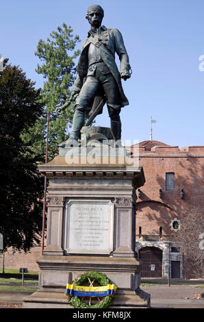 Statue de Pietro Micca, défenseur héroïque de Turin, contre les Français en 1706. Banque D'Images