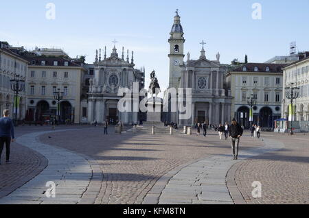 Au petit matin sur la Piazza S. Carlo, Turin, Italie Banque D'Images