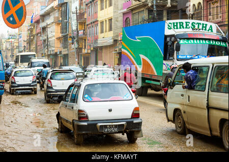 La circulation en quartier de Thamel, Katmandou, Népal Banque D'Images