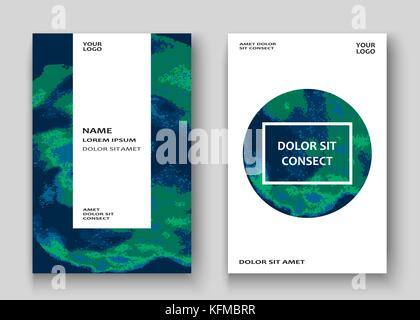 En néon explosion artistique texture peinture splatter couvrir la conception du châssis. Splash vert décoratif spray fond bleu. Modèle très tendance Couvercle du vecteur Illustration de Vecteur