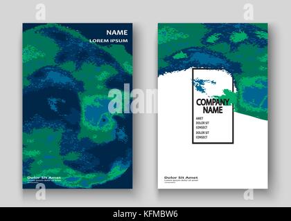 En néon explosion artistique texture peinture splatter couvrir la conception du châssis. Splash vert décoratif spray fond bleu. Modèle très tendance Couvercle du vecteur Illustration de Vecteur