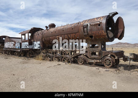 L'ancienne gare à la gare cimetière près de Salar de Uyuni, Bolivie Banque D'Images