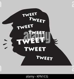 Donald Trump tweets. vector illustration silhouette. Novembre 1, 2017 Illustration de Vecteur