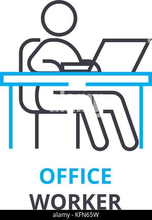 Employée de bureau concept , icône contour linéaire, signe, fine ligne pictogramme, logo, télévision, illustration vectorielle Illustration de Vecteur