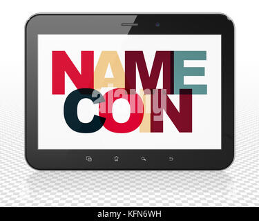 Blockchain concept : tablette PC ordinateur avec namecoin sur l'affichage Banque D'Images