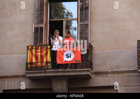 Référendum avant les protestations de barcelone Banque D'Images