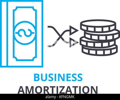 Concept d'amortissement d'affaires, l'icône Contour linéaire, signe, fine ligne pictogramme, logo, télévision, illustration vectorielle Illustration de Vecteur