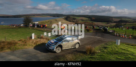 OTT Tanak d'Estonie et M-Sport World Rally Team conduit avec le co-pilote Martin Jarveoja d'Estonie au cours du quatrième jour du Dayensure Wales Rally GB. APPUYEZ SUR ASSOCIATION photo. Date de la photo: Dimanche 29 octobre 2017. Le crédit photo devrait se lire comme suit : David Davies/PA Wire Banque D'Images