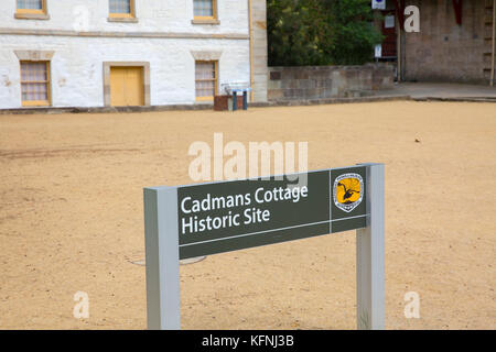 Cadmans Cottage, nommé d'après John Cadman, le deuxième plus ancien bâtiment résidentiel de Sydney a été construite en 1816 , les rochers,Sydney, Australie Banque D'Images